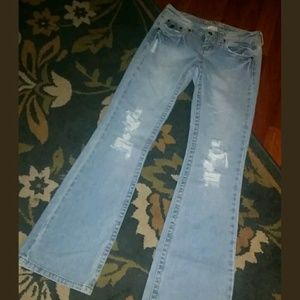 YMI Destroyed boot cut jeans sz 0